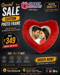 Customized Heart Shape Fur Cushion with Photo Print | Soft Valentine Gift Pillow